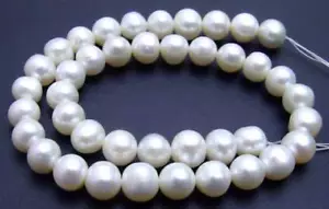 9-10mm Round Natural White Pearl Loose Beads for Jewelry Making DIY Strands 14" - Picture 1 of 5
