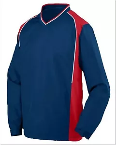 AUGUSTA SPORTSWEAR (3745) MEN'S V NECK PULLOVER WINDSHIRT NAVY/RED/WHITE SMALL - Picture 1 of 1