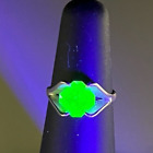 18K Heavy Gold Filled Green Uranium Glowing Stone Band Ring Size 4 US