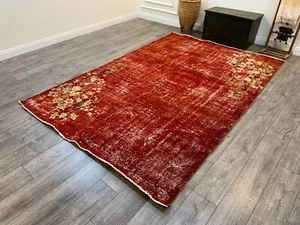 Roter großer Teppich, großer Teppich, Boden großer Teppich, gedämpfter großer Teppich, 6,6 x 9,8 Fuß - Bild 1 von 10