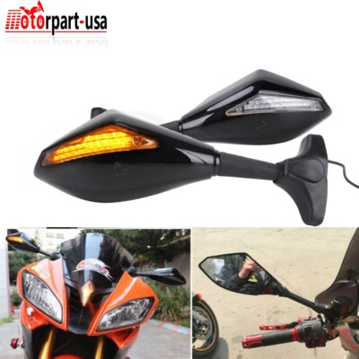 Espejos retrovisores con señal de giro LED para Yamaha YZF R1 R6 Suzuki GS500F GSXR1000 Foto 1 de 4