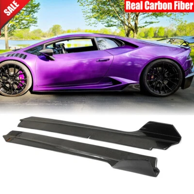Labio de extensión de faldones laterales de carbono real para Lamborghini Huracan LP580 LP610 14-17  Foto 1 de 4