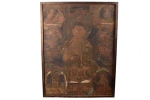 Großer, antiker Thangka mit Darstellung des predigenden Buddha, Tibet, 18. Jh. - Bild 1 von 10