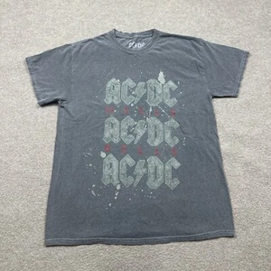 AC/DC Men's Shirt Gray M Short Sleeve Crew Neck Band Rock Casual Stretch Adults - Picture 1 of 7