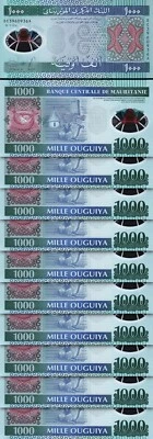 Mauritania 1000 Ouguiya 2014, UNC, 10 Pcs Consecutive LOT,  Polymer, P-19 - Image 1 of 4