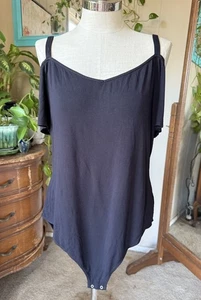 Boutique Body nero corto spalla fredda manica donna taglie forti 2X - Foto 1 di 5