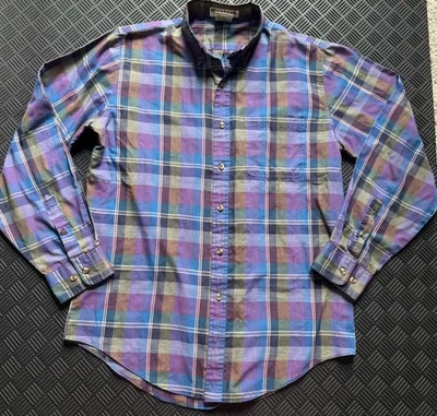 Mcgregor Classic Men's Purple Plaid Button Up Shirt Long Sleeve Size Medium - Image 1 of 4