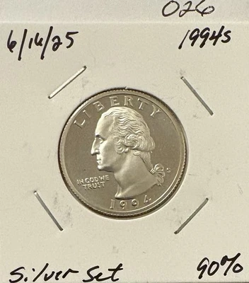 1994 S Proof AG 90% Washington Quarter -026 - Image 1 of 2
