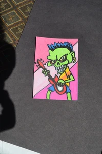 ACEO Original Horror Zombie Rocker Halloween not a print mixed media - Picture 1 of 3