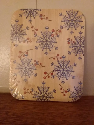 NIP 8 X 10 Inch Farberware Bamboo Cutting Board Blue Snowflake Design - Image 1 of 3