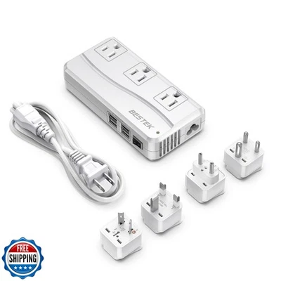 BESTEK Universal Travel Adapter 220V to 110V Voltage Converter with 6A 4-Port - Image 1 of 4