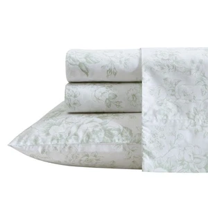 Laura Ashley Toile Delight Cotton Green Sheet Set - Picture 1 of 13