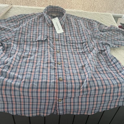 Camisa Duluth Trading Para Hombres 2XL Abotonada Mezcla de Nylon Bolsillos a Cuadros Manga Corta Foto 1 de 4