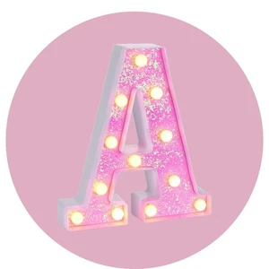 Pink Light up Letters，Pink Party Decorations,Girls Room Decor,Glitter Light U... - Foto 1 di 7