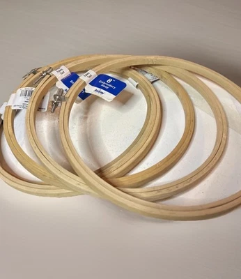 Set of 5 Wooden Embroidery Hoops 8“ Sewing Needle Point Crafts Needlepoint NEW - Image 1 of 2