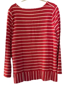 Talbots Damen Gr. 2X rot & weiß gestreift Langarm Tunika Top U-Boot-Ausschnitt maritim - Bild 1 von 7