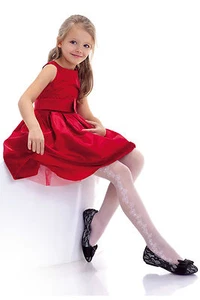 Malas transparentes con patrones blancos 20 denier niños fiesta Santa Comunión - Imagen 1 de 18