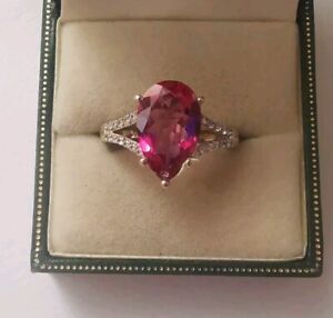 Sterling Silver Ruby And Topaz Ring, Size Q. R48H