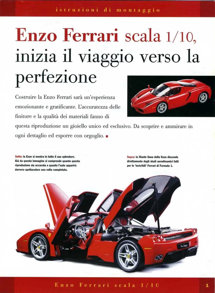 DeAgostini Ferrari Enzo 1:10 immagini istruzioni di montaggio - Immagine 1 di 1