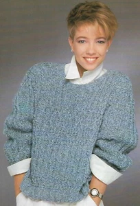 WOMENS ARAN CREW NECK SWEATER 38 inch KNITTING PATTERN - Picture 1 of 1