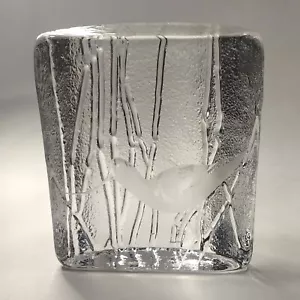 Glass Sculpture Paperweight Etched Shore Bird Nature Theme - Picture 1 of 10