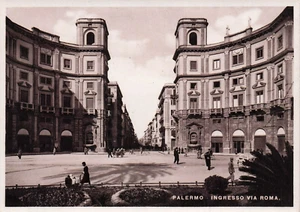 B2870) POSTCARD PALERMO ENTRANCE VIA ROMA ANIMATED - Picture 1 of 2
