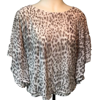 Jennifer Lopez Jlo Womens Bat Wing Animal Print Top Blouse Size XS Boho Cruise - Image 1 of 4