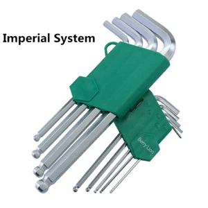 9 Pcs Allen Keys Set 1/16"-3/8" Hexagon Hex L Type Wrench Sleeve Key Ball End - Picture 1 of 6