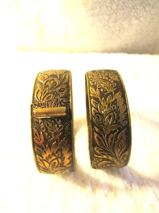 2 bracciali vintage con cerniera motivo floreale 7,5" (ottone/rame) - Foto 1 di 4