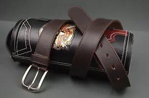 CINTURON HOMBRE MARRON OSCURO CUERO GENUINO 35 MM HECHO MANO MA LEATHER CLASSIC - Picture 1 of 8