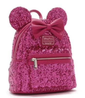 Рюкзак Loungefly 2022 DISNEYPARK с блестками ОРХИДЕЯ пурпурный ярко-розовый Minnie Mouse - Изображение 1 из 4