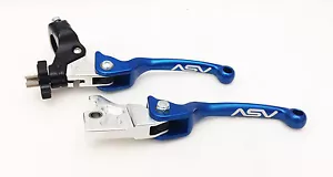ASV F3 Front Brake Clutch Perch Levers Pair Pack Set Blue Yamaha Banshee 350 - Picture 1 of 5