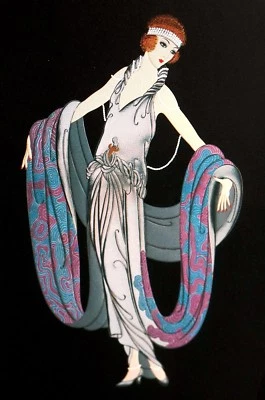 Erte 1987 GALA VESTIDO DE CÓCTEL RECEPCIÓN TEATRO ÓPERA Art Deco impresión mate Foto 1 de 4