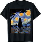 Cat Art, Van Gogh Starry Night Cat, Cat Owner, Cat Lover T-Shirt