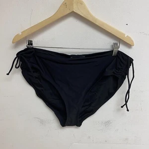 calia WOMENS Swim Adjustable Rise Bikini RUCHED BOTTOM PURE BLACK WSA20402 New! - Picture 1 of 10