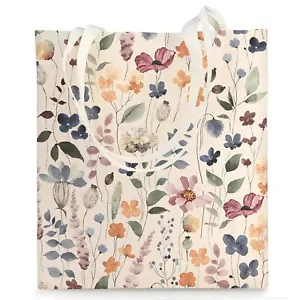 DFBIQKLS Cotton Canvas Tote Bag Reusable Grocery Shopping Cloth Bags Lightwei... - Picture 1 of 5