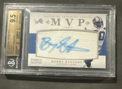 2011 National Treasures Barry Sanders LEATHER On Card Auto #/7 BGS 9.5 10 Auto - Image 1 of 4