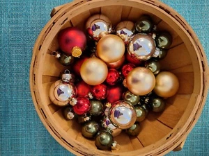 49 Christmas Tree Decorative Multi-Colored Multi-Size Multi-textured Glass Balls - Picture 1 of 17