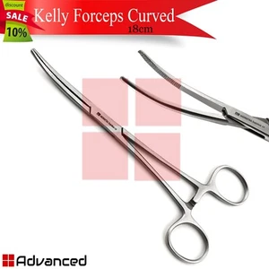 Abrazadera de tejido veterinario curvo 18 cm de largo para fórceps arteriales hemostato Kelly - Imagen 1 de 2