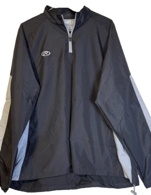 Chaqueta cortavientos atlética negra para hombre Rawlings talla 2XL NUEVA CON ETIQUETAS pulóver cremallera Foto 1 de 4