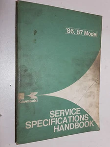 GENUINE KAWASAKI 1986 /1987 MODEL -DEALER SERVICE SPECIFICATION HANDBOOK GUIDE - Picture 1 of 8