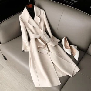 Women's Jacket Long Woolen Coat Female Casual Trench Coats Winter Overcoat 4Xl - Picture 1 of 15