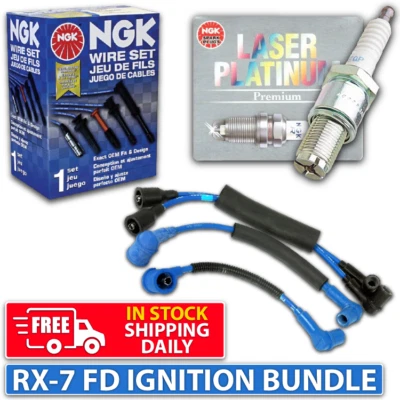 Juego de bujías y cables de encendido NGK para Mazda RX-7 FD 1,3 L 13B-REW 3S Foto 1 de 4