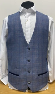Marc Darcy Blue waistcoat size 42 Harry style - 11013D - Picture 1 of 6