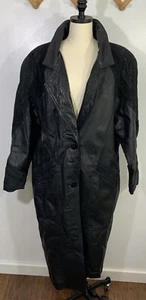 Vintage Lederjacke lang Trench Patchwork 90er XL - Bild 1 von 20