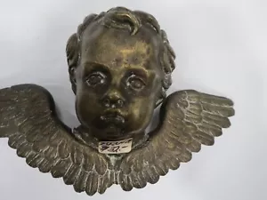 Estatuilla de bronce con alas de cabeza de ángel arte colgante victoriano - Imagen 1 de 11