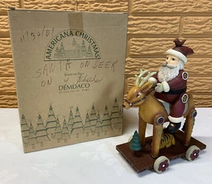 Santa on a Deer Reindeer Demdaco Americana Christmas FOLK ART 2001 READ! - Picture 1 of 10
