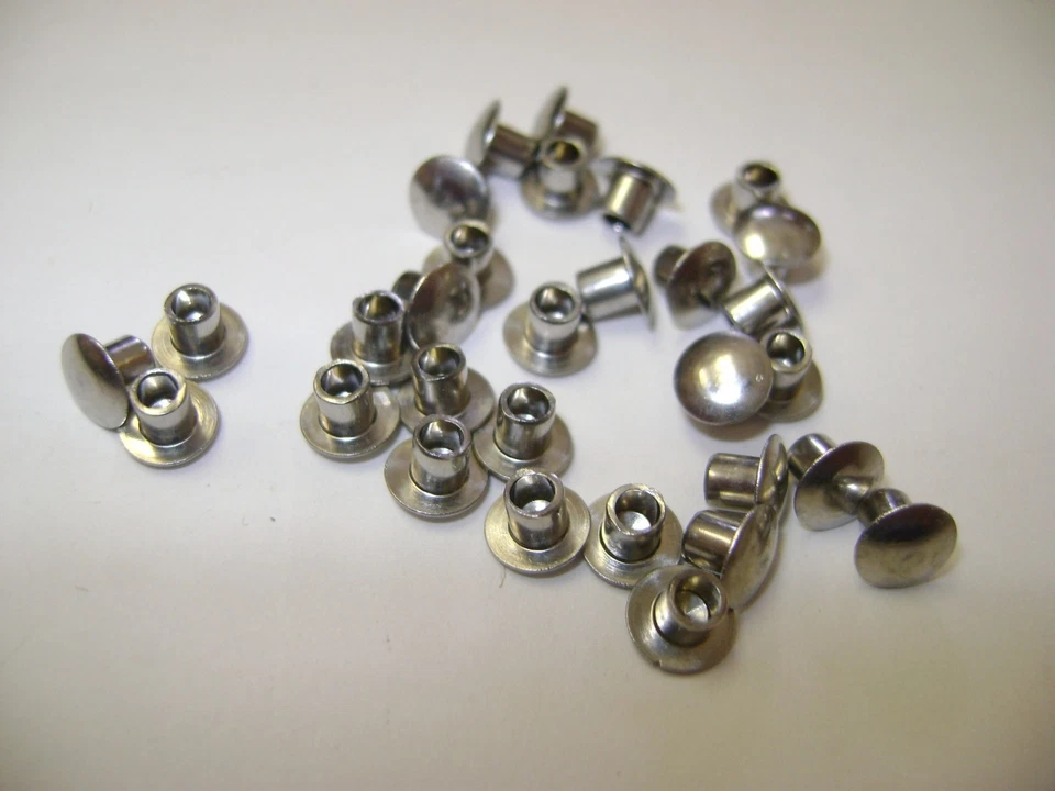 NMD 25 STAINLESS STEEL 1/8"X1/8" OVAL HEAD SEMI TUBULAR HOLLOW RIVETS TONKA TRUCK