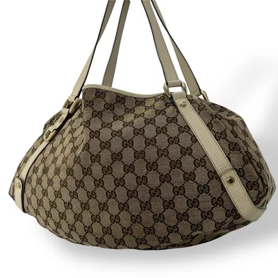 GUCCI Abbey 130736 White Brown Tote Shoulder Bag Women Used - Image 1 of 4