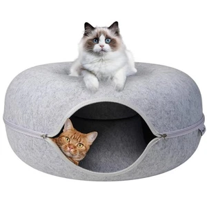 - Premium Cat Cave for Small Pets, Multifunctional Donut Tunnel Bed for Indoo... - Picture 1 of 7